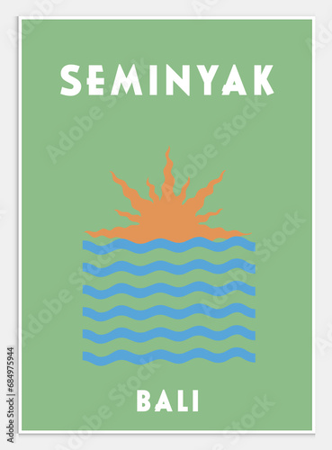 Retro Travel Poster Colorful Wall Home Art, Mykonos Print,