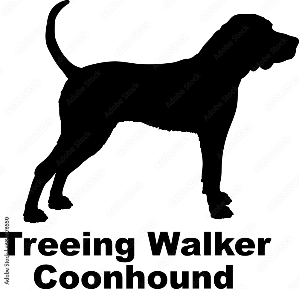 Treeing Walker Coonhound Dog silhouette dog breeds logo dog monogram logo dog face vector