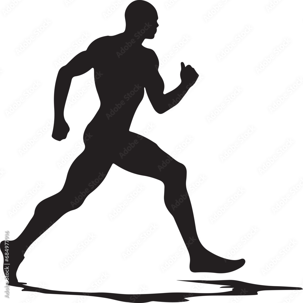 Illustration of a running man silhoutte figure perhaps participating in a 5k, 10k, triathlon, iron man, half marathon race.