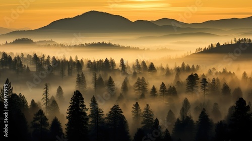 sunrise over a misty forest © Benjamin