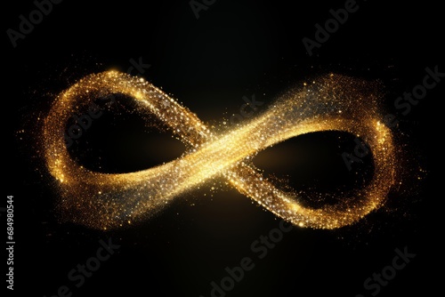 Golden micro particles arranged in the shape of infinite symbol 8 photo