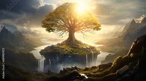 Yggdrasil the name of the tree of life in Norse myth photo