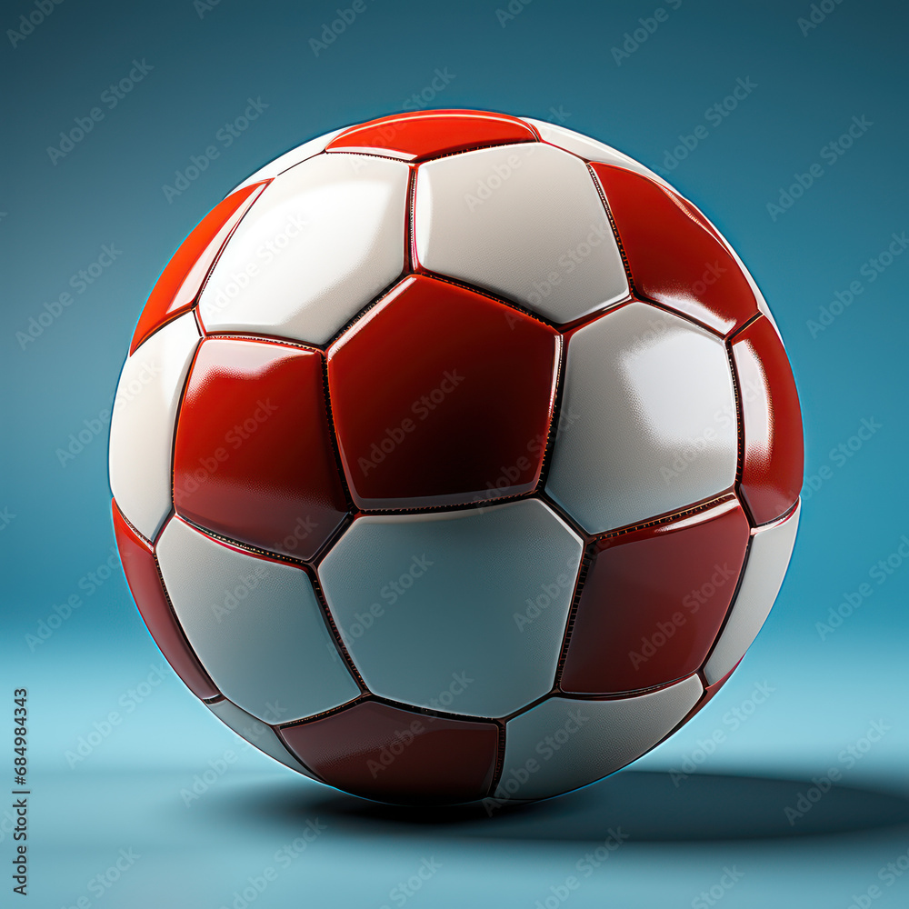 Fototapeta premium Red Soccer Ball with Sky Blue Background Design