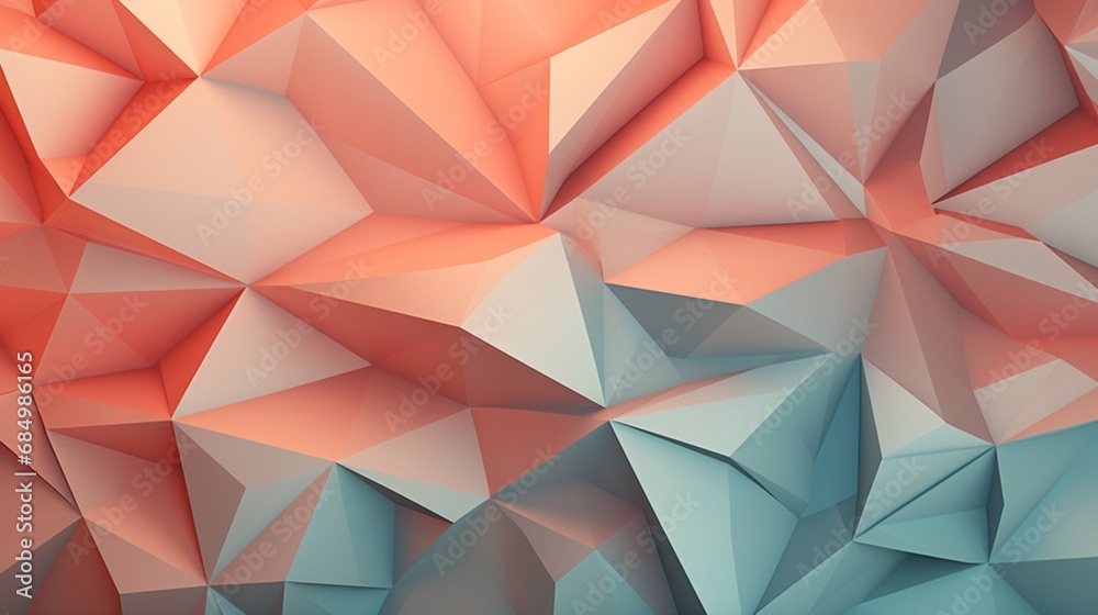 Generate a 4K, high-detailed, full ultra HD, high-resolution 8K background featuring a geometric pattern inspired by the art of origami in a serene color palette.