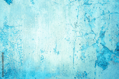 Decorative blue and white concrete texture for background in wallpaper. Crack cement stone, sand wall tone vintage minimal decor. Painted venetian abstract light of stucco with copy space for design. © Phokin