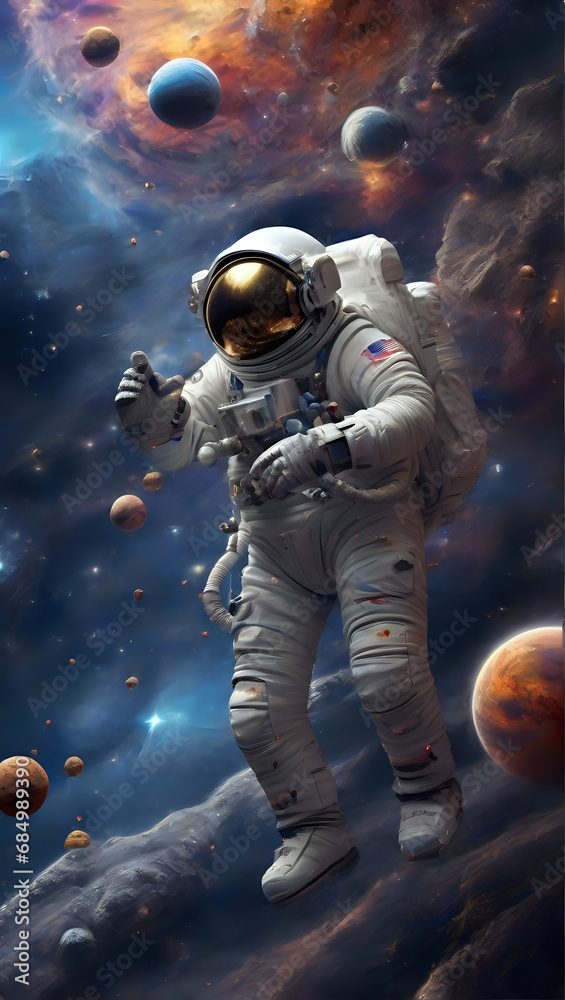 Fototapeta premium spaceship and astronaut