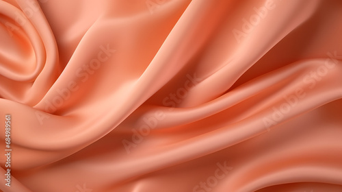 Peach viscose fabric with circular drapery for background. generative ai.