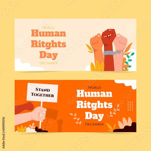 set of icons with the concept of Human Rights Day 10 December. Template illustration for background, banner, card, poster.