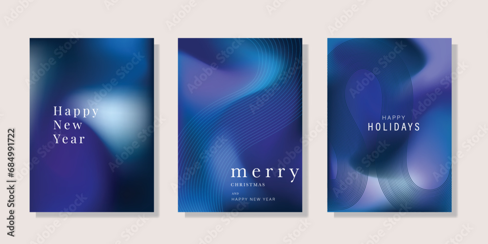 Fototapeta premium Card Set of Merry Christmas and Happy New Year. Vector illustrations for background, greeting card, Happy Holidays, season's greeting
