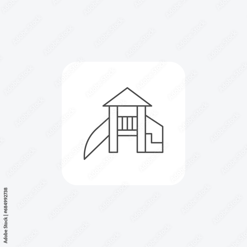 Kids slide area, playground, fun, children, play thin line icon, grey outline icon, pixel perfect icon Kids slide area, playground, fun, children, play thin line icon, grey outline icon, pixel perfect icon
