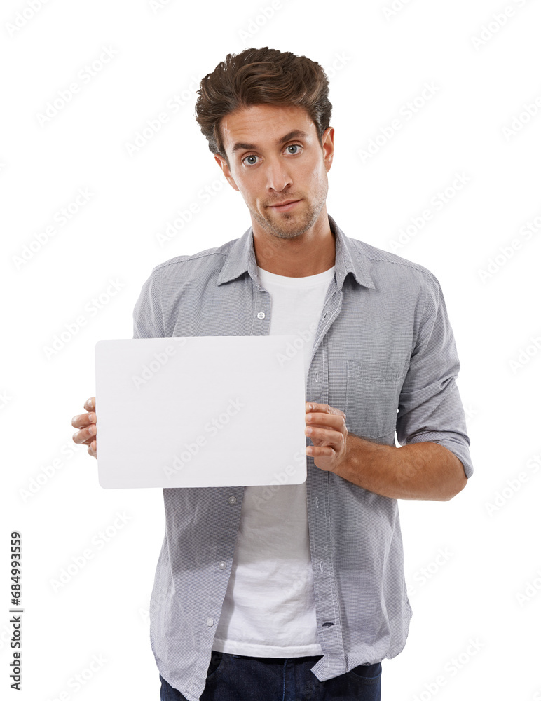 Man, poster and marketing or promotion, portrait and mockup or isolated on transparent png background. Male person, information and billboard or advertising, board and announcement on signboard Man, poster and marketing or promotion, portrait and mockup or isolated on transparent png background. Male person, information and billboard or advertising, board and announcement on signboard