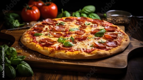 background lunch pizza food mouthwatering illustration delicious cheesy, pepperoni crust, sauce slice background lunch pizza food mouthwatering