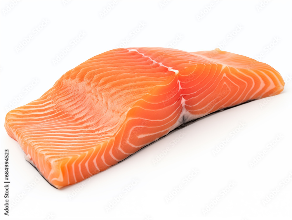 Fresh Salmon Fillet. Isolated on a white background for the designer.