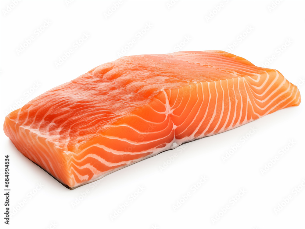 Fresh Salmon Fillet. Isolated on a white background for the designer.