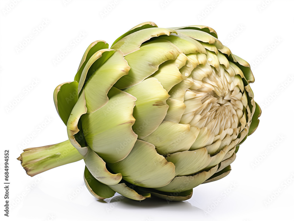 Fototapeta premium Fresh artichoke whole. Isolated on white background for designer.
