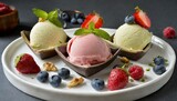 Homemade Organic Fresh fruit ice cream with special creamy ice cream