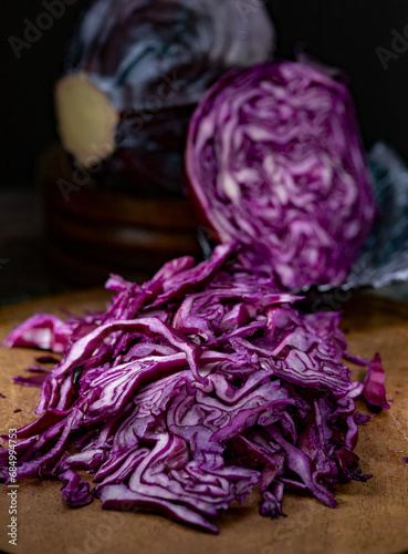 Chopped red cabbage close-up