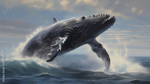 Wal springt wasseroberfläche meeresbewohner grösster säugetier photo