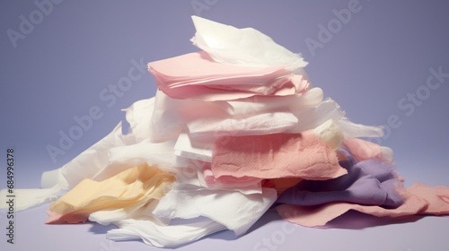 A collection of makeup wipes in various pastel colors, arranged in a visually appealing composition, shot in