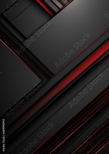 Abstract red lines overlap on metallic gray with black