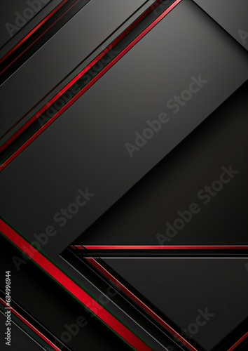 Abstract red lines overlap on metallic gray with black