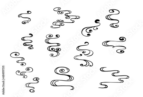 モノクロの流水文、観世水のイラスト素材
