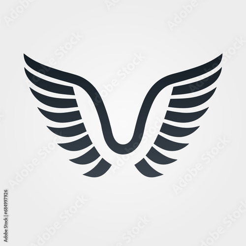 Electric vehicle monochrome glyph logo. Safety business value. Wings symbolizing guardian angel icon. Design element. Created with artificial intelligence. Ai art for corporate branding, website