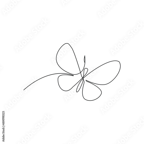
Continuous one line  butterfly flying outline art drawing