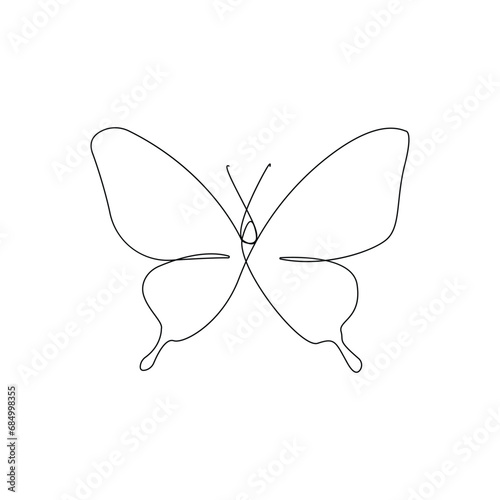 Photography Continuous one line  butterfly flying outline art drawing