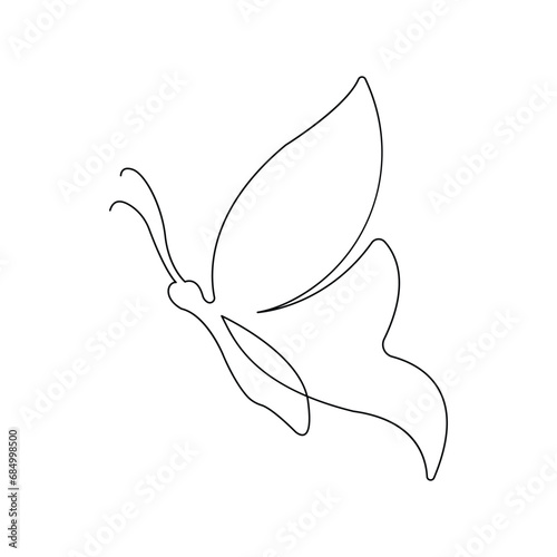  Continuous one line butterfly flying outline art drawing