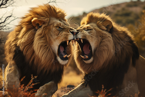 Lions fight with each other