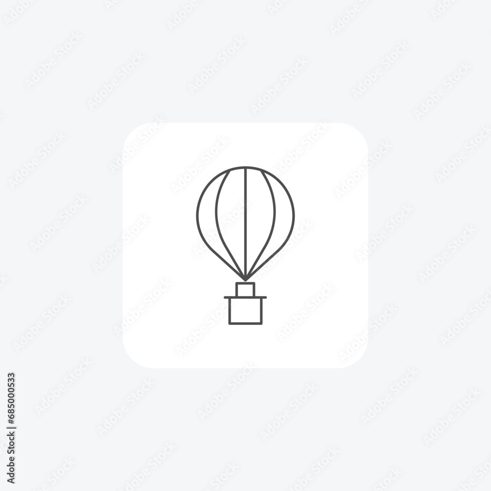 Hot air balloon, flight, sky, adventure, aerial, travel thin line icon, grey outline icon, pixel perfect icon Hot air balloon, flight, sky, adventure, aerial, travel thin line icon, grey outline icon, pixel perfect icon