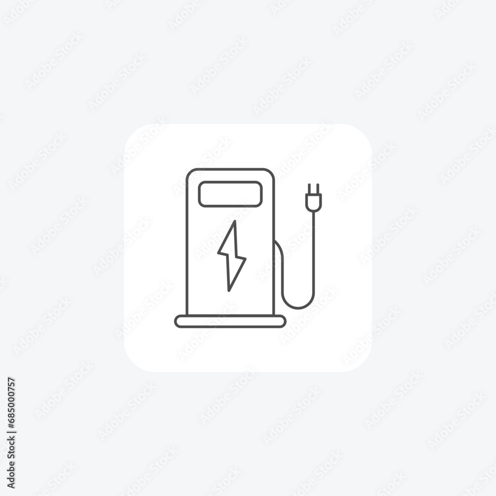 Charging Station, Electric Vehicle Charging, thin line icon, grey outline icon, pixel perfect icon Charging Station, Electric Vehicle Charging, thin line icon, grey outline icon, pixel perfect icon