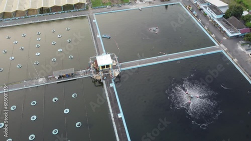 Waste Water Treatment Plant or IPAL in Yogyakarta Indonesia. Aerial Drone view photo