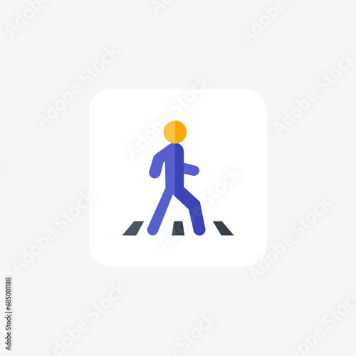 Pedestrian, Walker, Foot Traveler flat color icon, pixel perfect icon