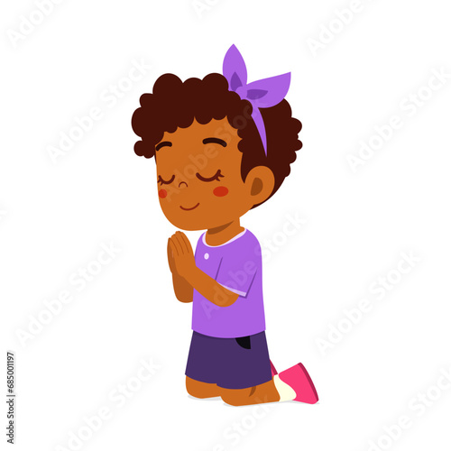 little kid show praying pose and feel peace
