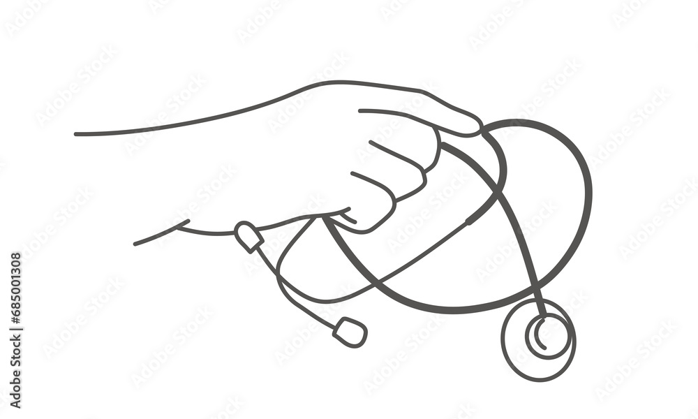 Obraz premium Human hand holding stethoscope.
