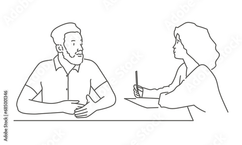 Person talking to psychotherapist