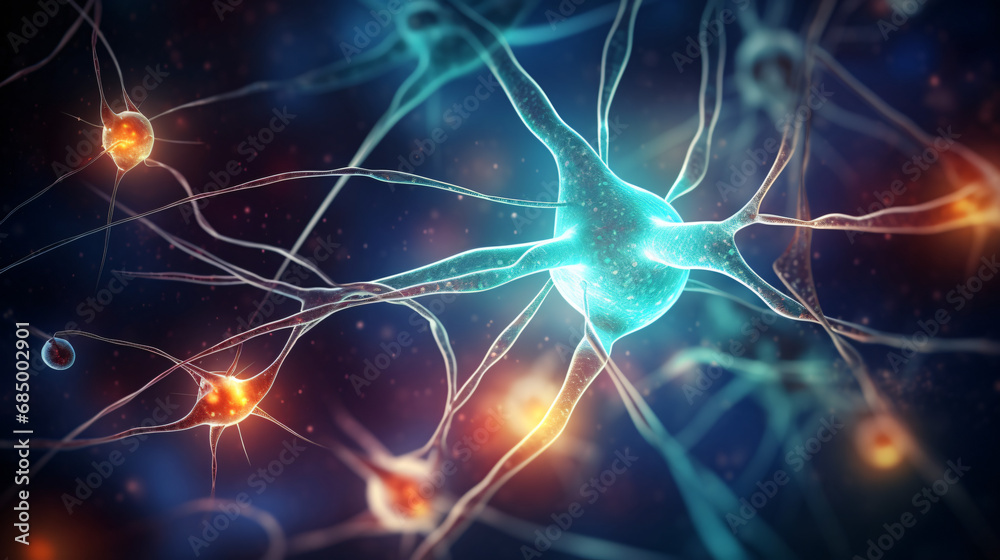 3d nerve cell illustrations human nervous system