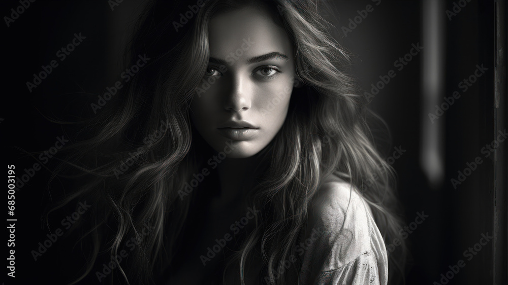 Portrait of a beautiful young woman with long hair. Beauty, fashion. Portrait of a beautiful young woman with long hair. Beauty, fashion.
