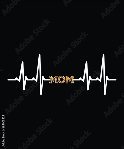 White heartbeat mom svg t shirt design