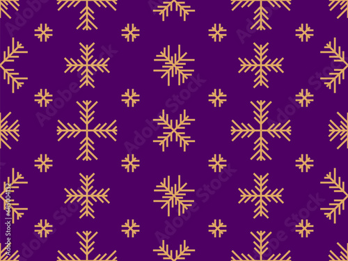 Winter seamless pattern with snowflakes. Christmas and New Year background with geometric snowflakes of different shapes. Design for wallpaper, banners and posters. Vector illustration