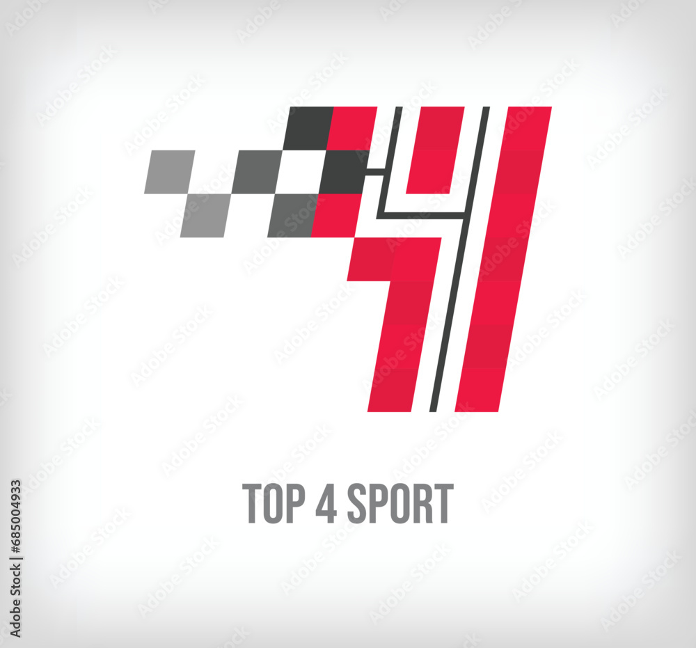 Creative top 4 racing and sports logo. Modern pixel with new culture colors. Font alphabet template. Creative contest geometric. vector Creative top 4 racing and sports logo. Modern pixel with new culture colors. Font alphabet template. Creative contest geometric. vector