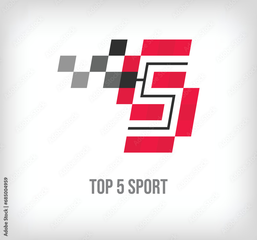 Creative top 5 racing and sports logo. Modern pixel with new culture colors. Font alphabet template. Creative contest geometric. vector Creative top 5 racing and sports logo. Modern pixel with new culture colors. Font alphabet template. Creative contest geometric. vector