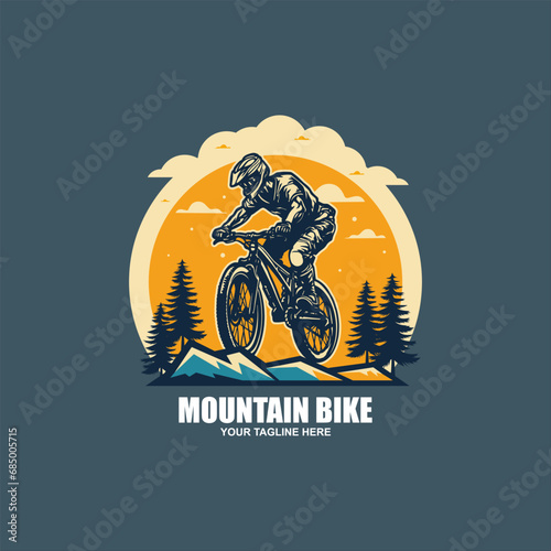 Extreme Downhill mountain bike sport vector illustration