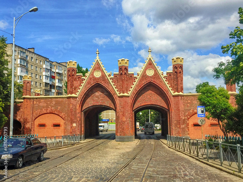 Ancient Brandenburg Gate in Kaliningrad city photo