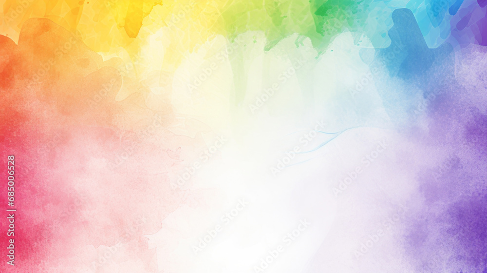Gay pride rainbow watercolor background with white