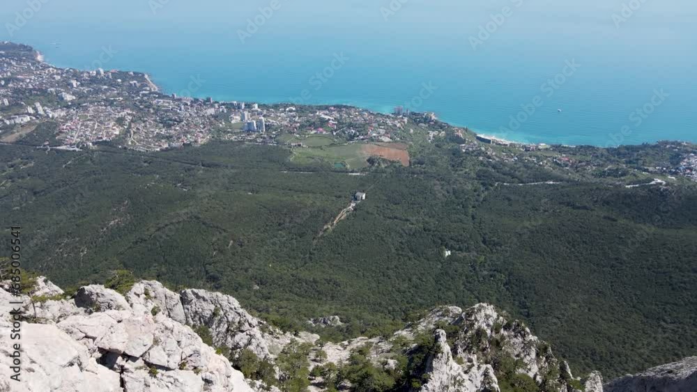 Flying on a drone over the rocks of Ai Petri Flying on a drone over the rocks of Ai Petri