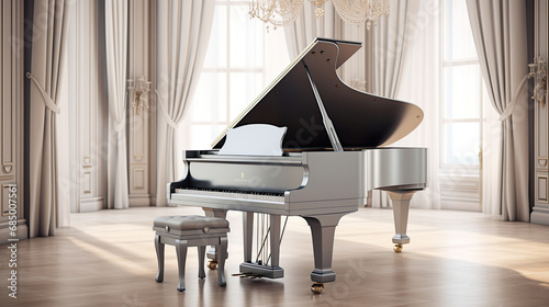 grand piano on luxury empty room photo