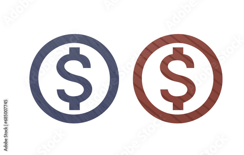 dollar icon symbol red and gray